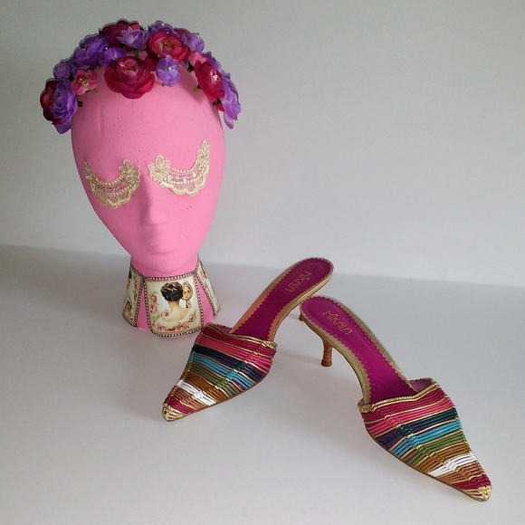 Mikala Shoes - Mikala multicolor Italian leather braided mule 8M